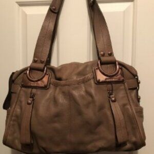 B. Makowsky Taupe Leather Purse with Dust bag